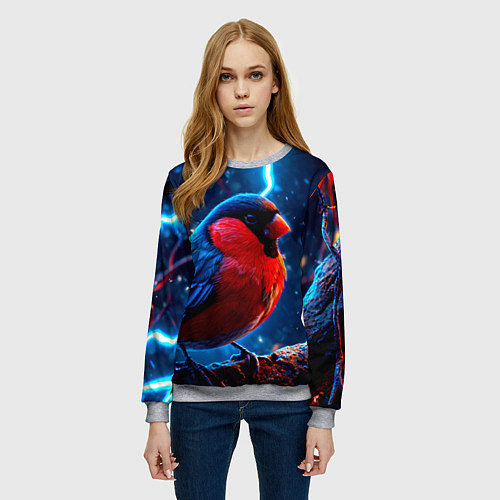 Женский свитшот Снигирь и молнии / 3D-Меланж – фото 3