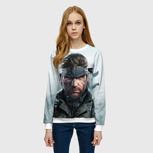 Женский свитшот Snake Solid - metal gear / 3D-Белый – фото 3