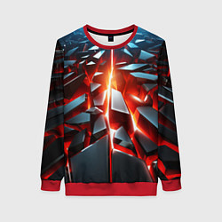 Свитшот женский Черные слитки над лавой, цвет: 3D-красный