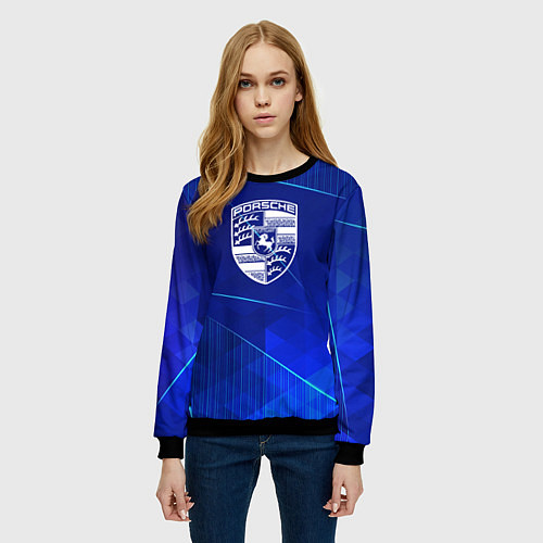 Женский свитшот Porsche blue poly / 3D-Черный – фото 3