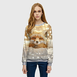 Свитшот женский Рыжая лисица и боке, цвет: 3D-меланж — фото 2