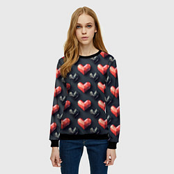 Свитшот женский Геометрические сердечки, цвет: 3D-черный — фото 2