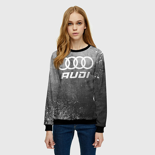 Женский свитшот Audi - grey gradient / 3D-Черный – фото 3