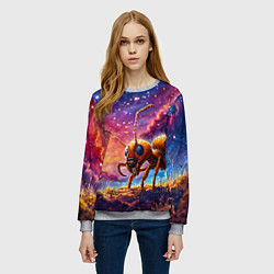 Свитшот женский Муравей в космосе, цвет: 3D-меланж — фото 2