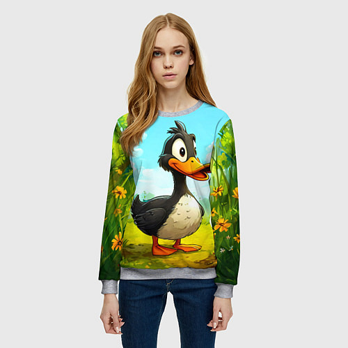Женский свитшот Веселая уточка / 3D-Меланж – фото 3