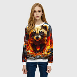 Свитшот женский Енот в огне, цвет: 3D-белый — фото 2