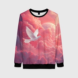 Свитшот женский Белый голубь в небесах, цвет: 3D-черный