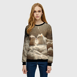 Свитшот женский Белые милые котята, цвет: 3D-черный — фото 2