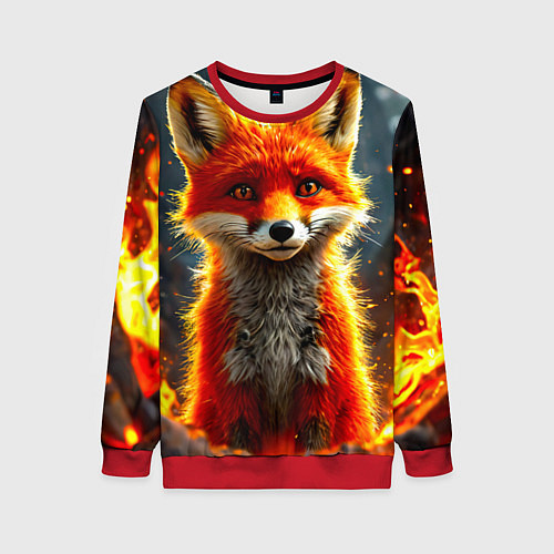 Женский свитшот Лисичка в огне / 3D-Красный – фото 1