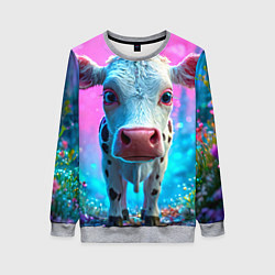 Свитшот женский Коровка в сказочном лесу, цвет: 3D-меланж