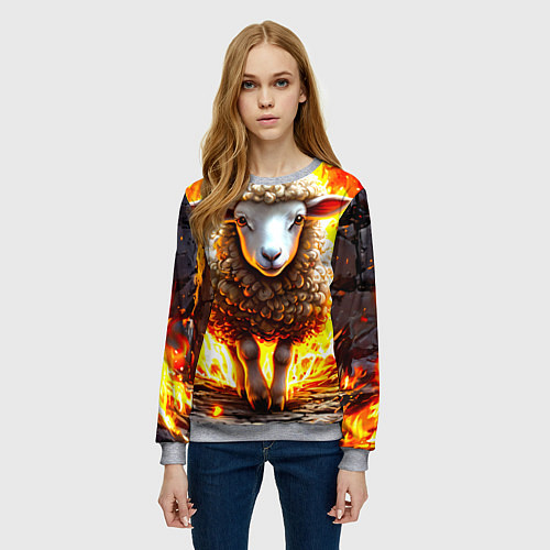Женский свитшот Овечка в огне / 3D-Меланж – фото 3