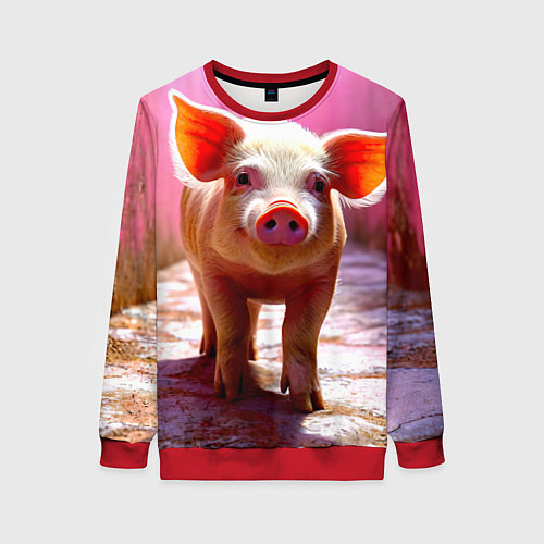 Женский свитшот Поросенок в розовом / 3D-Красный – фото 1