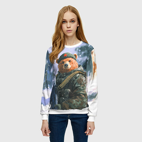 Женский свитшот Русский солдат патриот / 3D-Белый – фото 3