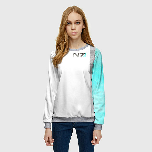 Женский свитшот Shepard N7 - галлюцинации / 3D-Меланж – фото 3