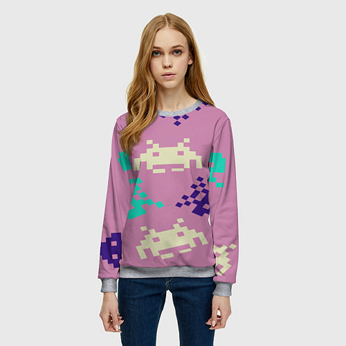 Женский свитшот Пиксели фильтр / 3D-Меланж – фото 3