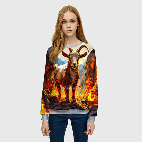 Женский свитшот Козел в огне / 3D-Меланж – фото 3