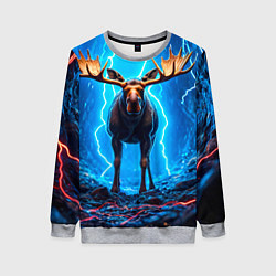 Свитшот женский Лось и молния, цвет: 3D-меланж