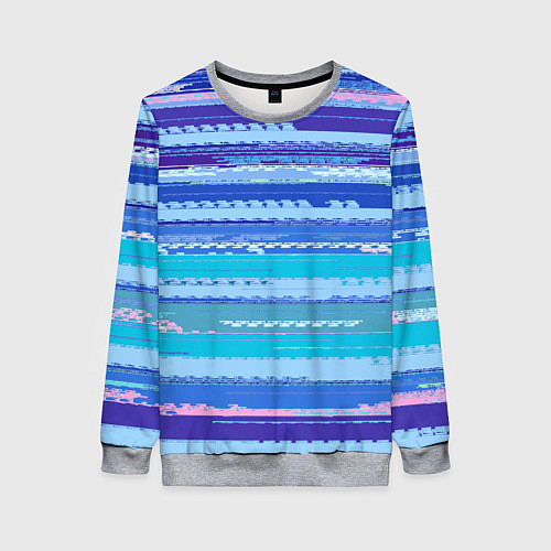 Женский свитшот Морской сине-голубой абстрактные полосы / 3D-Меланж – фото 1