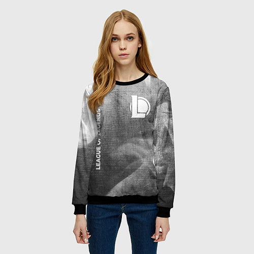 Женский свитшот League of Legends - grey gradient вертикально / 3D-Черный – фото 3