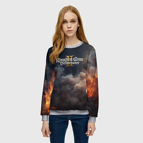 Женский свитшот Kingdom Come Deliverance 2 лого / 3D-Меланж – фото 3