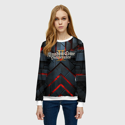 Женский свитшот Kingdom Come Deliverance 2 каменные плиты / 3D-Белый – фото 3