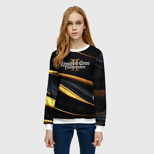 Женский свитшот Kingdom Come Deliverance 2 black and gold / 3D-Белый – фото 3