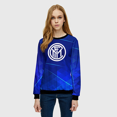 Женский свитшот Inter blue poly / 3D-Черный – фото 3
