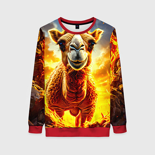 Женский свитшот Верблюд в огне / 3D-Красный – фото 1