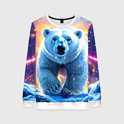 Свитшот женский Белый медведь идет по льдине, цвет: 3D-белый