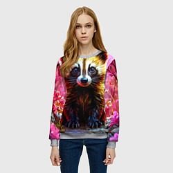 Свитшот женский Росомаха в розовом лесу, цвет: 3D-меланж — фото 2