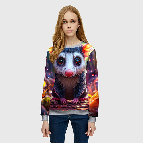 Женский свитшот Опоссум в лесу / 3D-Меланж – фото 3