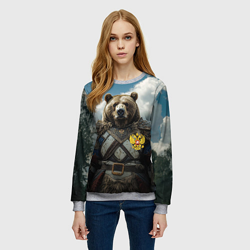 Женский свитшот Русский медведь воин / 3D-Меланж – фото 3