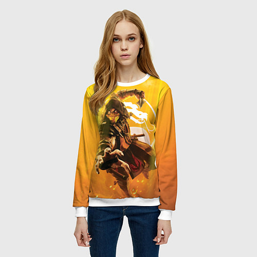 Женский свитшот Скорпион - Mortal Kombat / 3D-Белый – фото 3