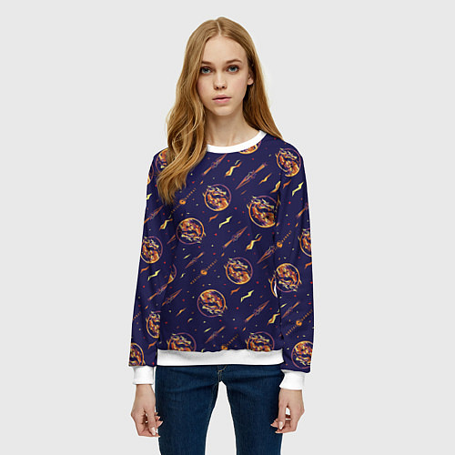 Женский свитшот Mortal Kombat logo pattern / 3D-Белый – фото 3