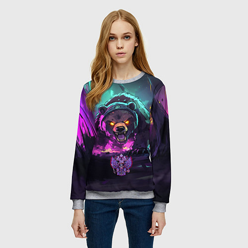 Женский свитшот Атакующий русский медведь / 3D-Меланж – фото 3