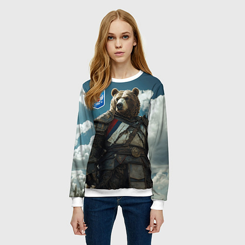 Женский свитшот Бурый русский медведь / 3D-Белый – фото 3