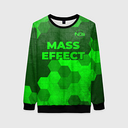 Свитшот женский Mass Effect - green gradient посередине, цвет: 3D-черный