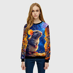 Свитшот женский Крыса и космическое небо, цвет: 3D-черный — фото 2
