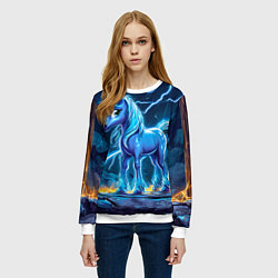Свитшот женский Лошадка в разрядах молнии, цвет: 3D-белый — фото 2