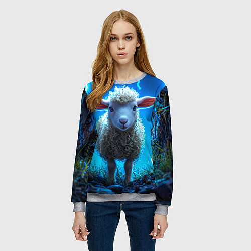 Женский свитшот Овечка в разрядах молнии / 3D-Меланж – фото 3