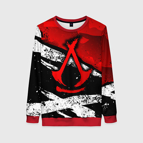Женский свитшот Assassins creed: shadows - красная абстракция / 3D-Красный – фото 1