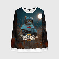 Свитшот женский Kingdom Come Deliverance 2 рыцарь котенок, цвет: 3D-белый