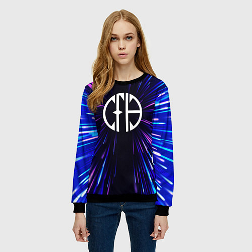 Женский свитшот Pantera neon energy / 3D-Черный – фото 3