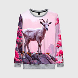 Свитшот женский Козлик в розовом свете, цвет: 3D-меланж