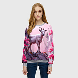 Свитшот женский Козлик в розовом свете, цвет: 3D-меланж — фото 2