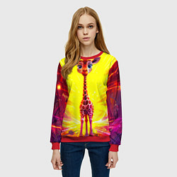 Свитшот женский Жирафик в желтых искрах, цвет: 3D-красный — фото 2