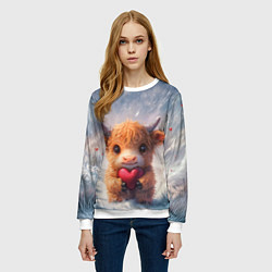 Свитшот женский Влюблённый теленок, цвет: 3D-белый — фото 2