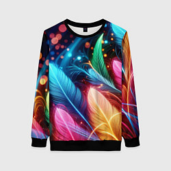Женский свитшот Яркие красочные неоновые перья
