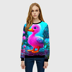 Свитшот женский Розовая уточка, цвет: 3D-черный — фото 2