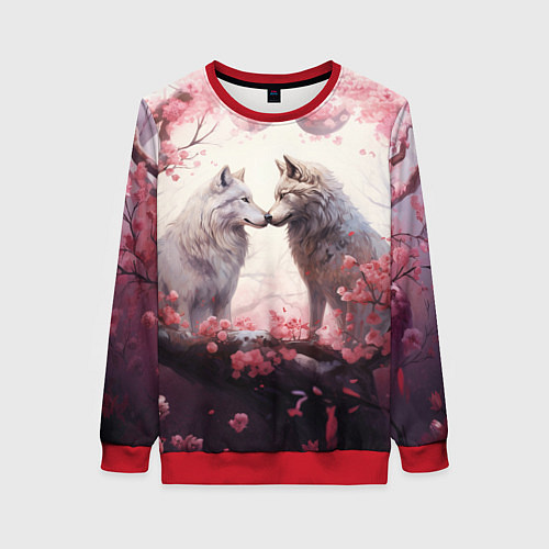 Женский свитшот Волчья гармония / 3D-Красный – фото 1